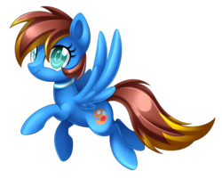 Size: 2690x2168 | Tagged: safe, artist:scarlet-spectrum, oc, oc only, oc:blaze mizu, pony, commission, cute, female, flying, high res, looking at you, mare, raised hoof, simple background, smiling, solo, transparent background