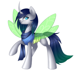 Size: 2672x2555 | Tagged: safe, artist:scarlet-spectrum, oc, oc only, changeling, changeling oc, commission, high res, holeless, male, raised hoof, simple background, solo, transparent background, white changeling