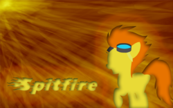 Size: 2560x1600 | Tagged: safe, artist:elqwerty, spitfire, pegasus, pony, g4, female, fire, goggles, mare, minimalist, raised hoof, solo, vector, wallpaper