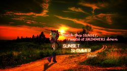 Size: 1920x1080 | Tagged: safe, artist:fluttershyikmal, artist:theshadowstone, sunset shimmer, human, equestria girls, g4, ears, equestria girls in real life, field, irl, pathway, photo, shadow, signature, solo, sunset, vector, wallpaper