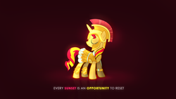 Size: 1920x1080 | Tagged: safe, artist:antylavx, artist:sikander, sunset shimmer, pony, unicorn, g4, armor, eyes closed, female, glowing, gradient background, helmet, roman, solo, vector, wallpaper