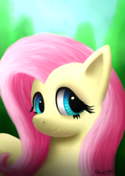 Size: 2149x3035 | Tagged: safe, artist:kitsunartbr, fluttershy, g4, bust, female, high res, looking at you, looking sideways, portrait, solo, turned head