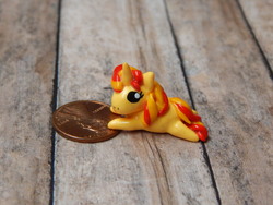 Size: 4608x3456 | Tagged: safe, artist:vivalahill, sunset shimmer, pony, unicorn, g4, chibi, craft, cute, high res, irl, penny, photo, sculpture, solo, traditional art