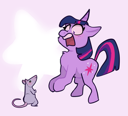 Size: 1024x930 | Tagged: safe, artist:grawolfquinn, twilight sparkle, pony, rat, g4, open mouth, scared