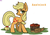 Size: 2360x1636 | Tagged: safe, artist:ami-gami, applejack, earth pony, pony, g4, apple, basket, female, food, freckles, hatless, looking at you, mare, missing accessory, name, simple background, solo, turned head, white background