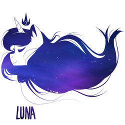 Size: 1024x1024 | Tagged: safe, artist:justclay, princess luna, g4, female, galaxy mane, minimalist, silhouette, simple background, solo