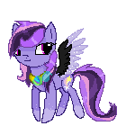 Size: 150x150 | Tagged: safe, artist:nutty-stardragon, artist:nuttypanutdy, oc, oc only, oc:starchase, pegasus, pony, amulet, animated, blinking, gif, pixel art, simple background, solo, spread wings, transparent background