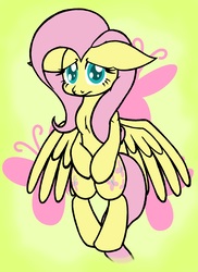 Size: 2913x4000 | Tagged: safe, artist:enzomersimpsons, fluttershy, pony, g4, bipedal, cutie mark background, female, shy, solo, wings