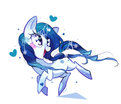 Size: 1000x860 | Tagged: safe, artist:ipun, oc, oc only, oc:alpine frost, earth pony, pony, female, heart, heart eyes, mare, simple background, snow, solo, white background, wingding eyes