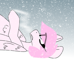Size: 714x597 | Tagged: safe, artist:php39, oc, oc only, oc:halo whooves, pegasus, pony, breath, cold, eye clipping through hair, lying down, male, on back, snow, solo, stallion