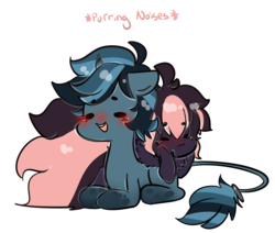 Size: 3467x2940 | Tagged: safe, artist:silverknight27, oc, oc only, oc:midnight, oc:silver rose, pegasus, pony, unicorn, blushing, chest fluff, chibi, descriptive noise, high res, meme, prone