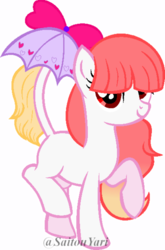 Size: 400x607 | Tagged: safe, artist:t-aroutachiikun, oc, oc only, oc:iridiscent rhapsody, original species, base used, female, mare, raised hoof, raised leg, simple background, solo, transparent background, umbrella pony