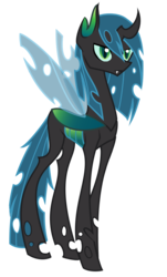 Size: 660x1090 | Tagged: safe, artist:basykail, oc, oc only, oc:blue plague, changeling, concave belly, lanky, simple background, skinny, solo, thin, transparent background