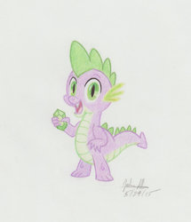 Size: 829x965 | Tagged: safe, artist:soulsliver249, spike, dragon, g4, male, solo, traditional art