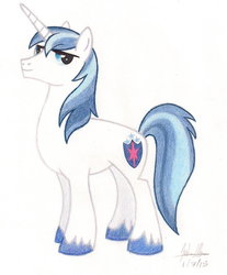 Size: 812x983 | Tagged: safe, artist:soulsliver249, shining armor, pony, unicorn, g4, male, smiling, solo, stallion, traditional art