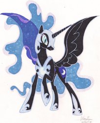 Size: 809x987 | Tagged: safe, artist:soulsliver249, nightmare moon, g4, female, solo, traditional art