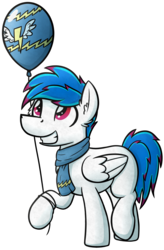 Size: 1551x2358 | Tagged: safe, artist:moemneop, oc, oc only, oc:kami, pegasus, pony, balloon, clothes, cute, grin, male, raised hoof, scarf, simple background, smiling, solo, stallion, transparent background