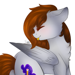 Size: 1000x1000 | Tagged: safe, artist:twinkepaint, oc, oc only, pegasus, pony, eyes closed, female, mare, simple background, solo, tongue out, white background