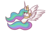 Size: 1500x1000 | Tagged: safe, artist:lyres-art, princess celestia, alicorn, pony, g4, :t, chibi, female, mare, simple background, solo, spread wings, transparent background