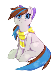 Size: 1024x1398 | Tagged: safe, artist:hoz-boz, oc, oc only, oc:breezy, pony, bow, clothes, faic, hair bow, looking at you, scarf, simple background, sitting, solo, staring into your soul, transparent background