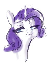 Size: 922x1207 | Tagged: safe, artist:helloiamyourfriend, rarity, pony, g4, bust, colored sketch, explicit source, female, portrait, simple background, sketch, smiling, solo, white background