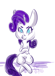 Size: 3000x4093 | Tagged: safe, artist:helloiamyourfriend, rarity, pony, g4, colored sketch, drawthread, female, high res, pouting, simple background, sitting, sketch, solo, white background