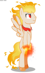 Size: 2845x4579 | Tagged: safe, artist:asika-aida, oc, oc only, oc:kervin, pegasus, pony, bipedal, clothes, commission, fire, high res, male, pegasus oc, solo, stallion, suit