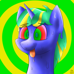 Size: 4000x4000 | Tagged: safe, artist:treble sketch, oc, oc only, oc:treble sketch, goo pony, original species, pony, unicorn, commission, female, hypnosis, kaa eyes, mare, smiling, solo, tongue out