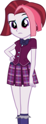 Size: 890x2365 | Tagged: safe, artist:ironm17, edit, cayenne, equestria girls, g4, clothes, crystal prep academy uniform, equestria girls-ified, female, hand on hip, pleated skirt, school uniform, simple background, skirt, socks, solo, transparent background, vector