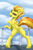 Size: 1280x1920 | Tagged: safe, artist:northernsprint, edit, spitfire, pegasus, pony, g4, bedroom eyes, butt, explicit source, featureless crotch, female, firebutt, from behind, lidded eyes, looking at you, looking back, northernsprints warmup raffles, outdoors, plot, presenting, seductive, seductive look, seductive pose, sexy, sfw edit, solo, stupid sexy spitfire, wings