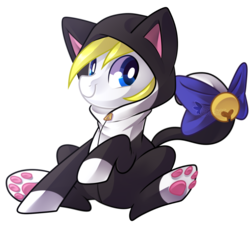Size: 1376x1260 | Tagged: safe, artist:drawntildawn, oc, oc only, oc:cadent light, pony, animal costume, cat costume, clothes, costume, male, simple background, solo, stallion, transparent background, watermark