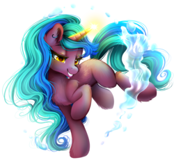 Size: 1900x1750 | Tagged: safe, artist:meotashie, oc, oc only, oc:water misty, pony, unicorn, female, magic, mare, solo, water