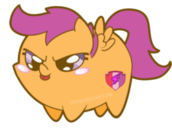 Size: 700x522 | Tagged: safe, artist:coggler, artist:frog&cog, artist:gopherfrog, scootaloo, pony, g4, blushing, chubbie, cute, cutealoo, female, silly, silly face, silly pony, simple background, solo, tongue out, transparent background, watermark, yes