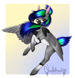 Size: 3165x3300 | Tagged: safe, artist:noodlefreak88, oc, oc only, oc:sora, pegasus, pony, art giveaway winner, eye contact, female, high res, looking at you, solo, youtuber