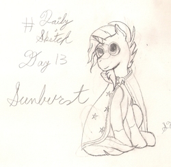 Size: 1359x1323 | Tagged: safe, artist:silversthreads, sunburst, pony, g4, daily sketch, male, sketch, solo, traditional art