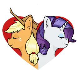 Size: 420x420 | Tagged: safe, artist:eulicious, applejack, rarity, g4, eyes closed, female, heart, lesbian, profile, profile picture, ship:rarijack, shipping