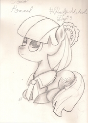 Size: 1659x2303 | Tagged: safe, artist:silversthreads, coco pommel, pony, g4, daily sketch, female, filly, monochrome, solo, traditional art