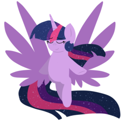 Size: 2500x2450 | Tagged: safe, artist:ashleigharts, twilight sparkle, alicorn, pony, g4, eyes closed, female, high res, missing cutie mark, simple background, solo, spread wings, starry mane, transparent background, twilight sparkle (alicorn)