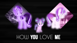 Size: 1280x720 | Tagged: safe, artist:dashiesparkle, artist:fazexpon3, artist:kart6, artist:luckreza8, artist:the-aziz, starlight glimmer, pony, unicorn, g4, alternate hairstyle, blank flank, collaboration, equal cutie mark, equalized, female, filly, filly starlight glimmer, glowing, lake, mare, mountain, photo, pigtails, pmv, sad, solo, thumbnail, tree, vector, wallpaper