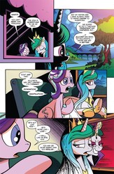 Size: 630x969 | Tagged: safe, artist:andypriceart, idw, princess celestia, starlight glimmer, alicorn, pony, unicorn, chaos theory (arc), g4, reflections, spoiler:comic, spoiler:comic50, accord (arc), advertisement, callback, comic, conclusion: and chaos into the order came, dialogue, evil celestia, evil counterpart, evil grin, grin, idw advertisement, mirror universe, sad, smiling, tyrant celestia
