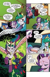 Size: 630x969 | Tagged: safe, artist:andypriceart, idw, princess celestia, princess luna, rarity, starlight glimmer, alicorn, pony, unicorn, chaos theory (arc), g4, reflections, spoiler:comic, spoiler:comic50, accord (arc), advertisement, angry, callback, comic, conclusion: and chaos into the order came, continuity, dialogue, discussion in the comments, evil celestia, evil counterpart, evil luna, evil sisters, idw advertisement, looking at you, mirror universe, sad, tyrant celestia