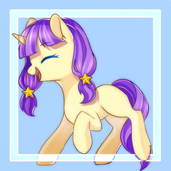 Size: 1000x1000 | Tagged: safe, artist:leafywind, oc, oc only, pony, unicorn, eyes closed, female, mare, open mouth, solo