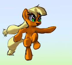 Size: 704x644 | Tagged: safe, artist:xbi, applejack, earth pony, pony, g4, colored sketch, female, jumping, solo