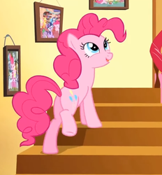 Size: 398x428 | Tagged: safe, screencap, pinkie pie, earth pony, pony, g4, pinkie pride, season 4, female, mare, solo, stairs