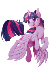 Size: 1024x1444 | Tagged: safe, artist:lordyanyu, twilight sparkle, alicorn, pony, g4, female, flying, simple background, solo, spread wings, transparent background, twilight sparkle (alicorn), wings