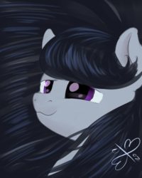 Size: 600x750 | Tagged: safe, artist:malwinters, octavia melody, earth pony, pony, g4, bust, female, lidded eyes, loose hair, portrait, solo