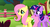 Size: 1360x730 | Tagged: safe, screencap, fluttershy, twilight sparkle, pony, unicorn, g4, stare master, animation error, duo, fluttershy's cottage, lidded eyes, open mouth, unicorn twilight