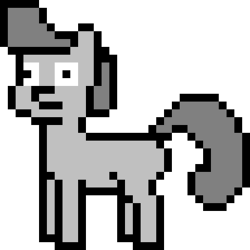Size: 256x256 | Tagged: safe, artist:thepristineeye, oc, oc only, oc:intern, earth pony, pony, castle of the winds, grayscale, icon, monochrome, pixel art, solo