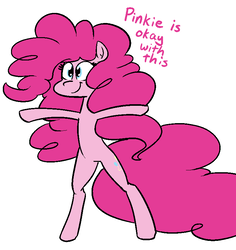 Size: 750x794 | Tagged: safe, artist:whatsapokemon, pinkie pie, earth pony, pony, g4, bipedal, female, fluffy mane, long mane, long tail, simple background, solo, white background