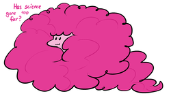 Size: 1920x1080 | Tagged: safe, artist:whatsapokemon, pinkie pie, earth pony, pony, g4, :t, cute, dat hair, diapinkes, female, fluffy, has science gone too far?, huge mane, impossibly large mane, impossibly long hair, poof ball, simple background, solo, white background